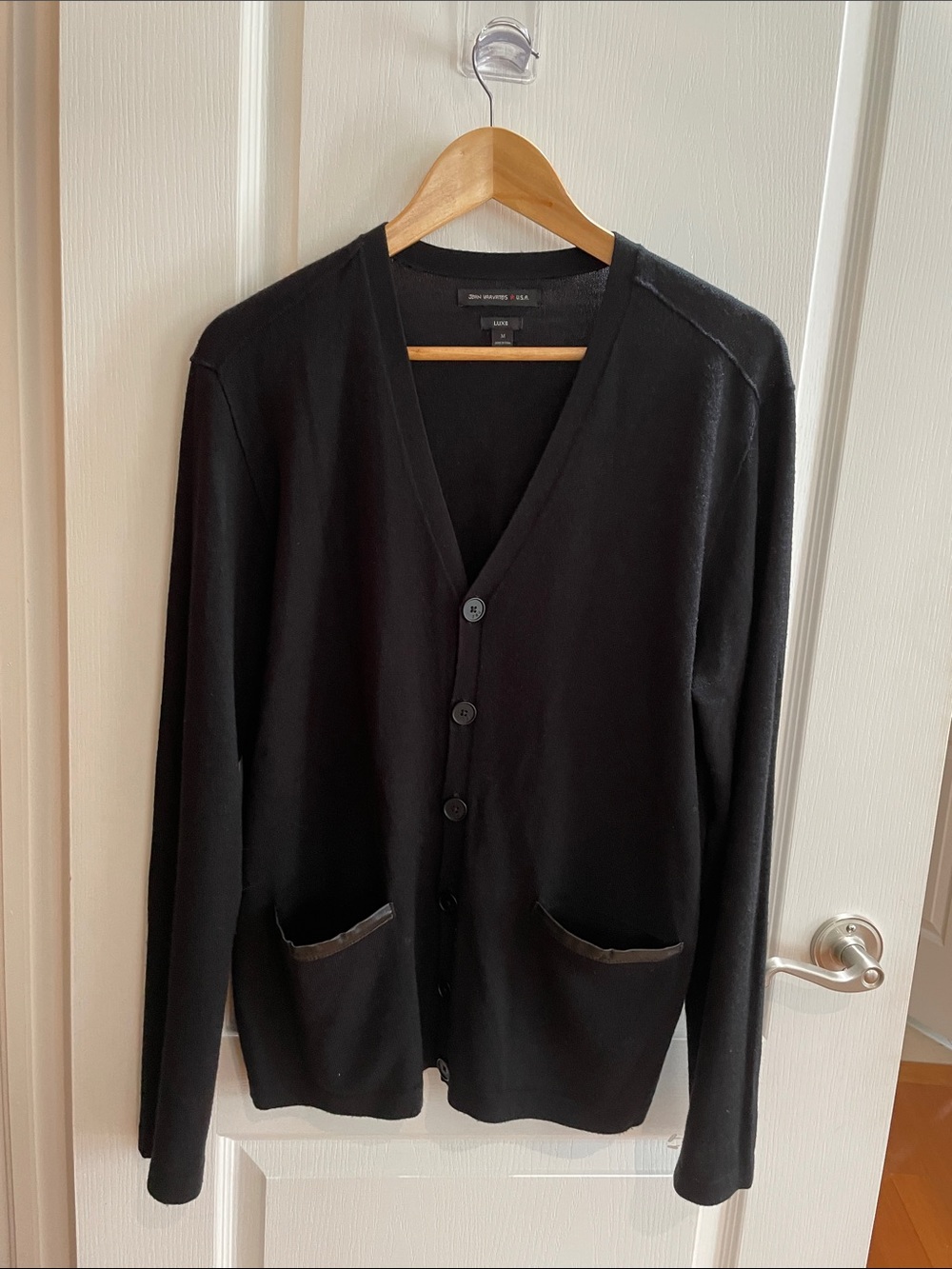 John Varvatos Black V-Neck Button Cardigan